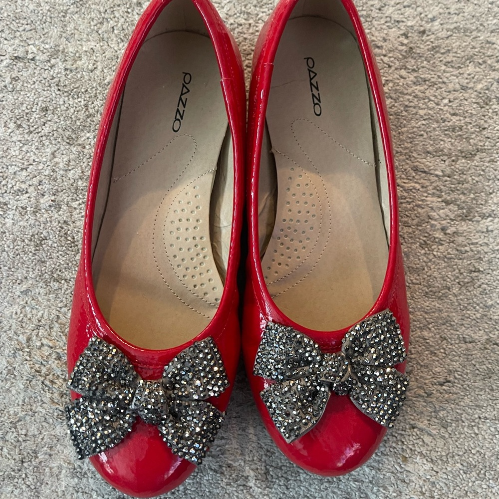 PAZZO Red Flats with Sparkling Bow